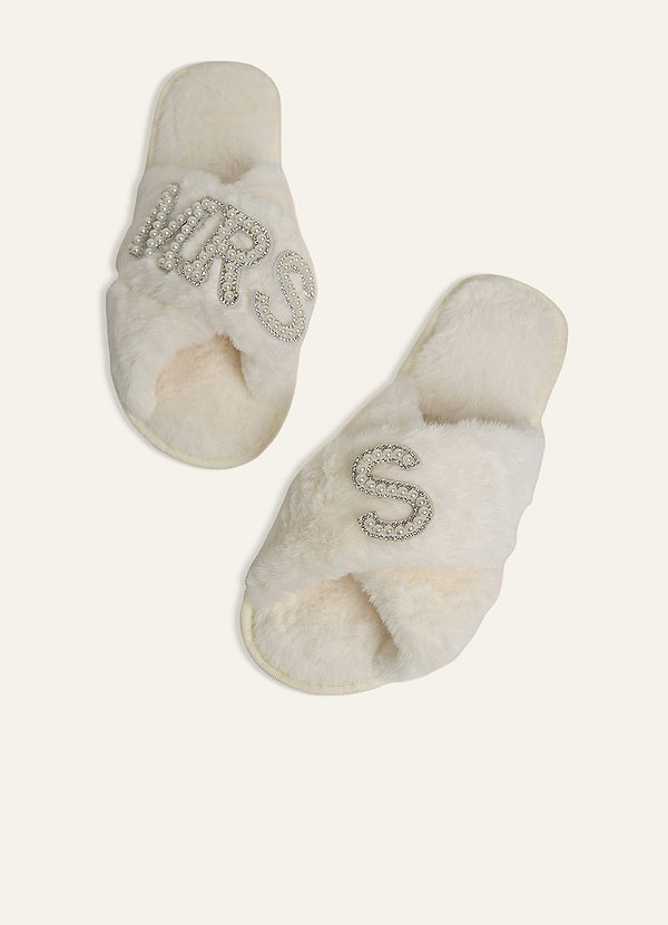 front Fuzzy Pearl Bride Hjemmesko