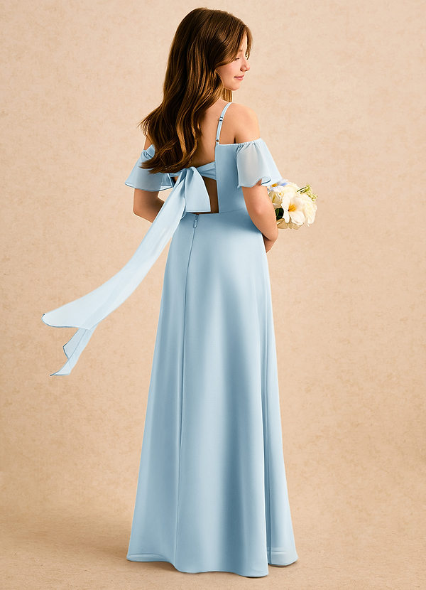 Azazie Robyn Girls Formal Abiti da Ragazza di Fiori Abito A-Line in Chiffon Scollo a Cuore Azzurro image1