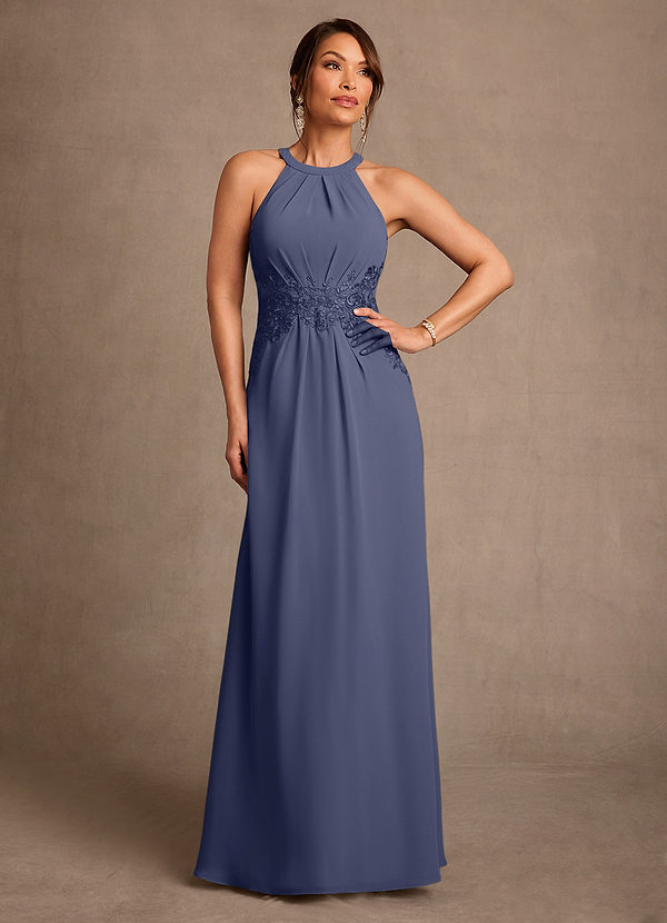 Azazie Georgie Mother of the Bride Dresses Vestido Tormentoso de Chiffon de Linha A com Renda image1