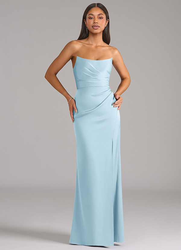Azazie Marla Bridesmaid Dresses Sky Blue Sheath Strapless Stretch Satin Convertible Dress image1