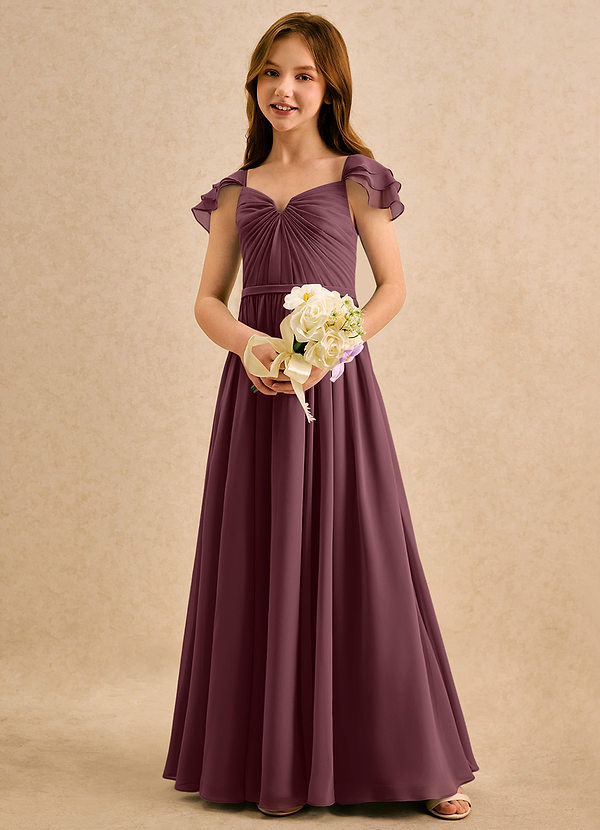 Azazie Meimei Girls Formal Vestidos de Niña de Flores Vestido de Sangrado de Gasa de Corte en A con Plisado image1