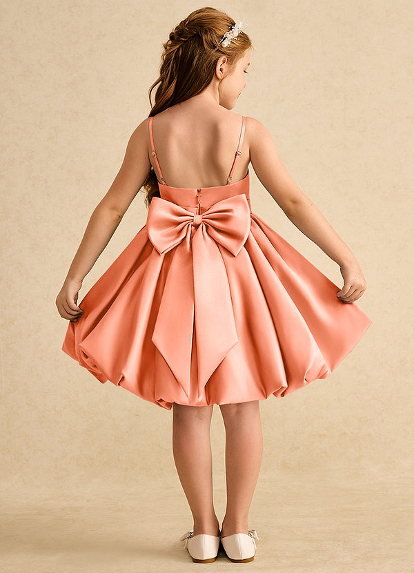 Azazie Davine Vestidos de Niña de Flores Vestido de Atardecer de Satin Mate de Corte En A con Tirante Espagueti image1