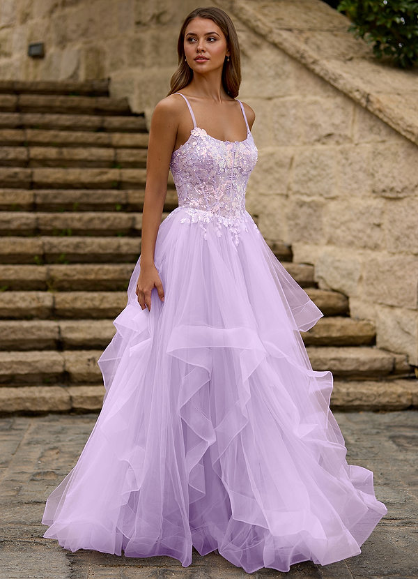 Mosaic Purple Ruffle Prom Dress image1