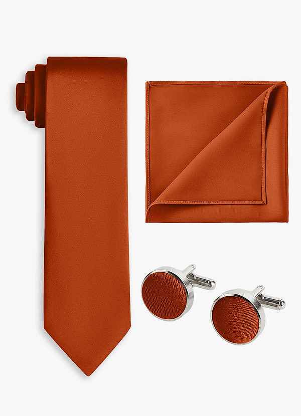 front Matching Color 3-Piece Stretch Satin Wide Tie Set