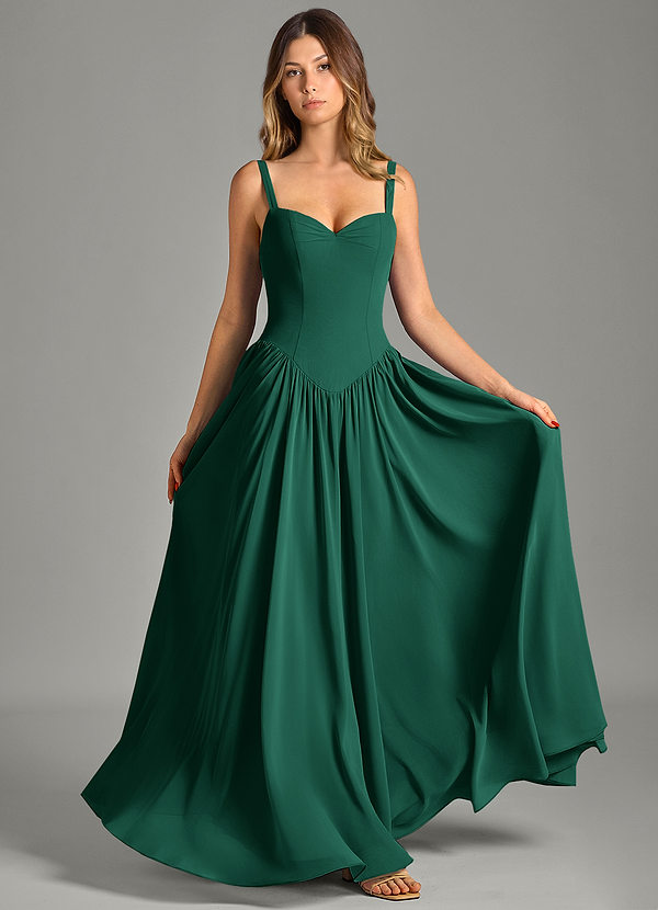 Azazie Evadina Suknie dla druhen Linia A Gorset Szyfon Do ziemi Sukienka image1