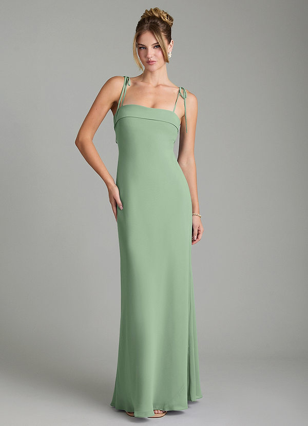Azazie Ellia Bridesmaid Dresses Matcha A-Line Bow Chiffon Dress image1
