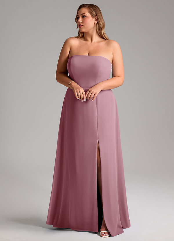 Azazie Wren Abiti da Damigella Abito Convertibile A-Line in Chiffon Spacco Laterale Vintage Malva image1