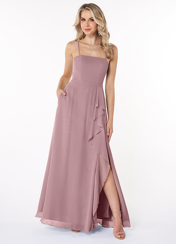 Azazie Kaylee Bridesmaid Dresses A-Line Ruched Chiffon Floor-Length Dress image1