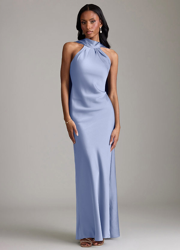 Azazie Cassiana Bruidsmeisjes Jurken Jurk van Stretch Satijn met Zeemeermin Geplooid Ijs image1