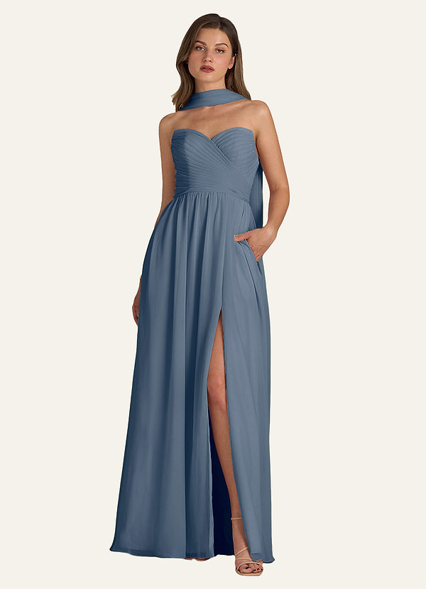 front Azazie Écharpe en mousseline de soie de couleur assortie