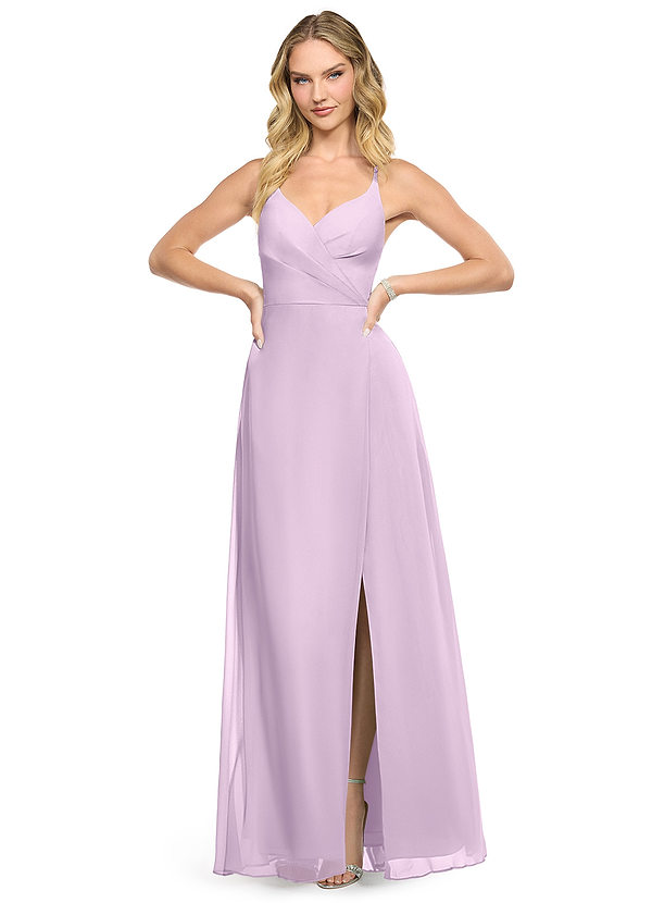 frosted lilac bridesmaid dresses S / With Slit Frosted Lilac V-Neck Bridesmaid Dress  Soft Elegant Maxi Gown