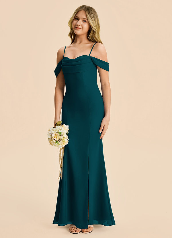 Nira Junior Pine Mermaid Ruched Chiffon Dress image1