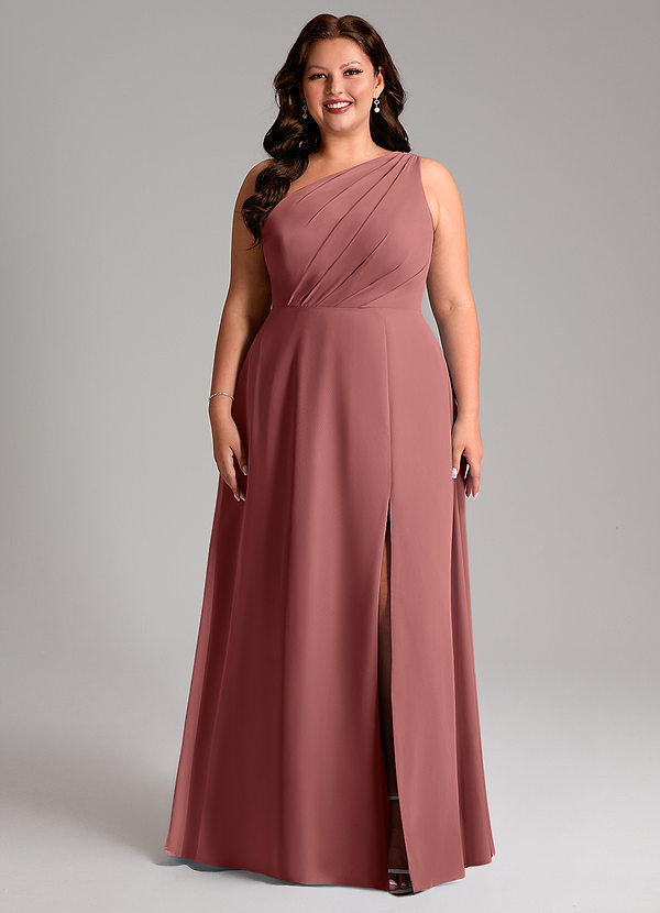 Azazie Phaedra Bridesmaid Dresses Amethyst A-Line One Shoulder Chiffon Dress image1