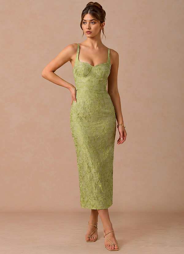 Paulina Light Chartreuse Midi Dress image1