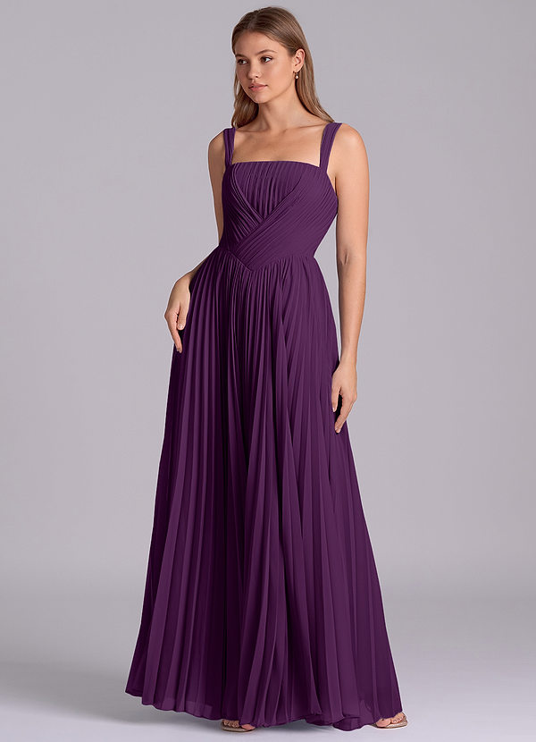 Azazie Mina Bridesmaid Dresses Grape A-Line Pleated Chiffon Dress image1