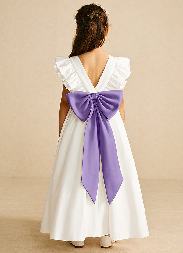 Azazie Aero Flower Girl Dresses Ivory Tahiti A-Line Pleated Cotton Dress image1