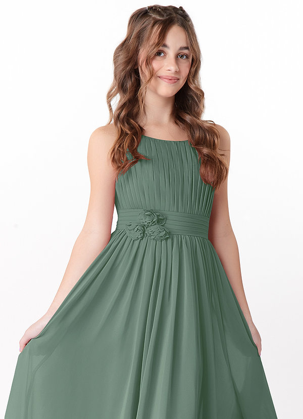 Azazie Astrid Junior A-Line Blomster Chiffon Gulv-længde Junior brudepige Kjole image1