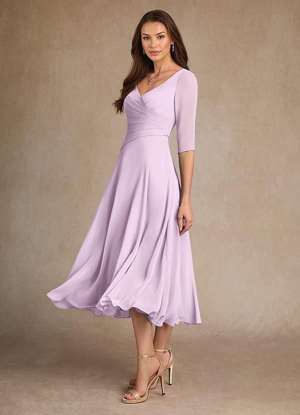 Azazie Durant Vestidos de Madre de la Novia Vestido de Lila Esmerilada de Gasa de Corte En A con Plisado image1