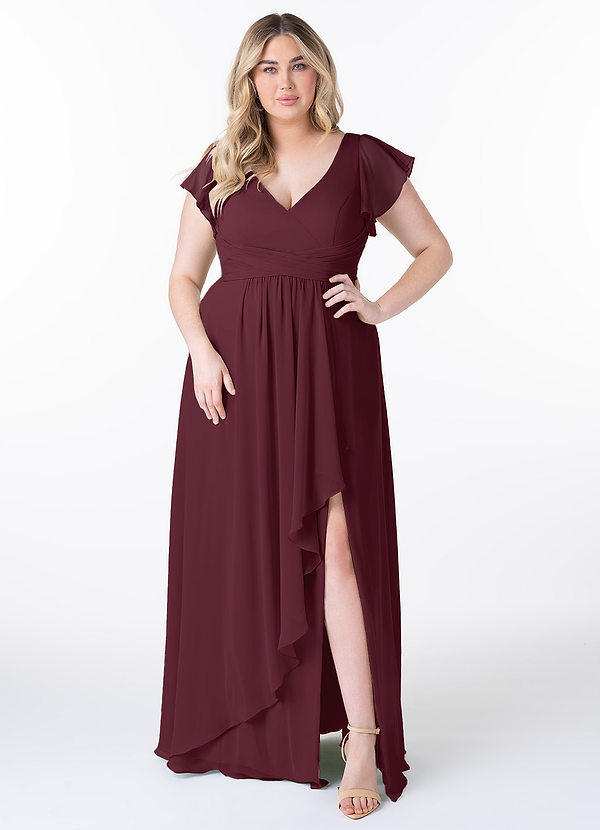 Azazie Omari Bridesmaid Dresses Cabernet A-Line Chiffon Dress image1