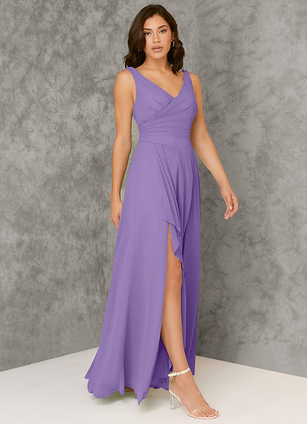 Azazie Kori Bridesmaid Dresses Tahiti A-Line Pleated Chiffon Dress image1