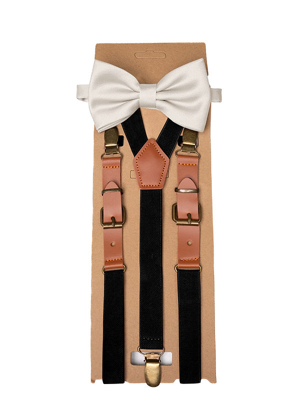 front Matching Matte Satin Pre-Tied Bow Tie & Suspenders Set