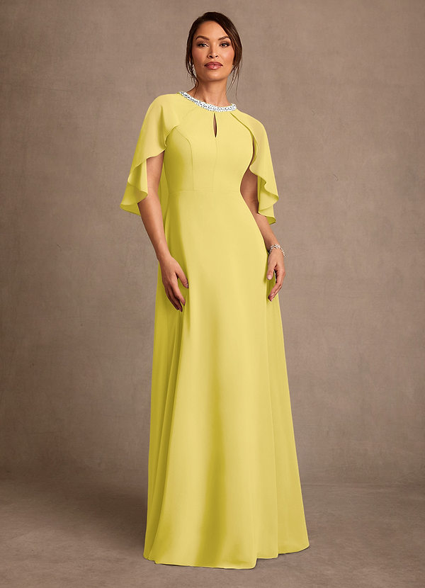 Azazie Winnifred Suknie dla Matki Panny Młodej Linia A Zroszony Szyfon Długość podłogi Sukienka image1