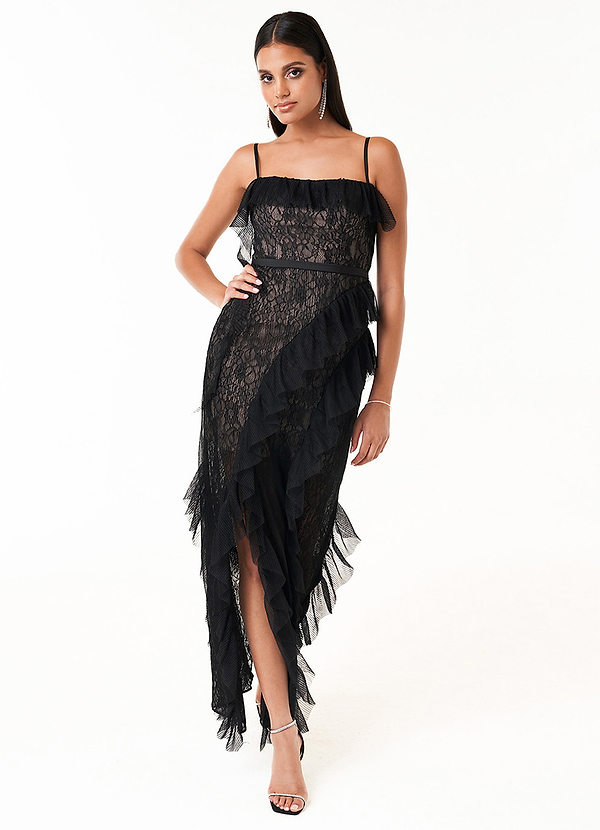 Farah Black Ruffle Maxi Dress image1
