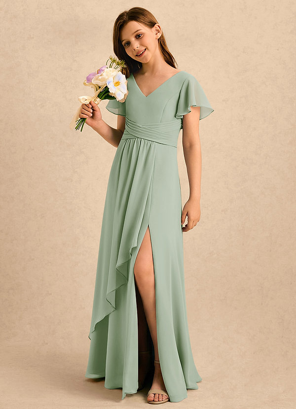 Azazie Lia Girls Formal Klänningar för brudeflicka Klä A-Line i Chiffong Plisserad image1