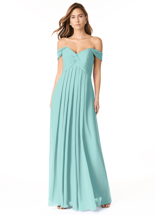 Azazie Kaitlynn Abiti da Damigella Abito Convertibile Impero in Chiffon Increspato Acqua image1