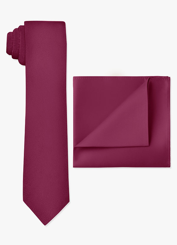 front Set cravatta sottile e fazzoletto da taschino in raso opaco