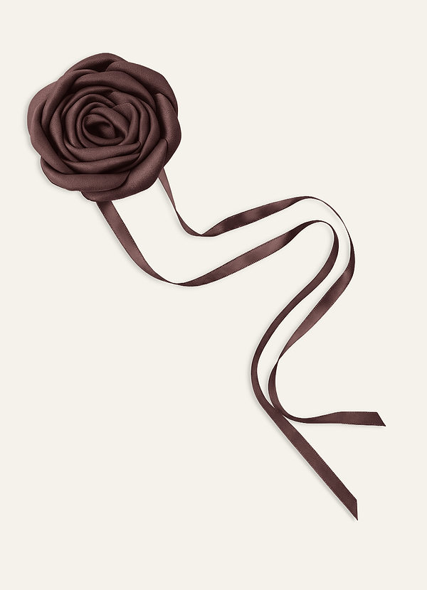 front Matching Color Matte Satin Rose Flower Rope Necklace