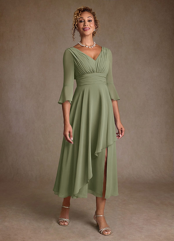 Azazie Aerynne Mother of the Brides Dresses Pistachio A-Line Pleated Chiffon Dress image1