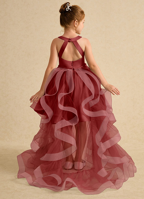 Azazie Julietta Flower Girl Dresses Rust Ball-Gown Convertible Tulle Dress image1