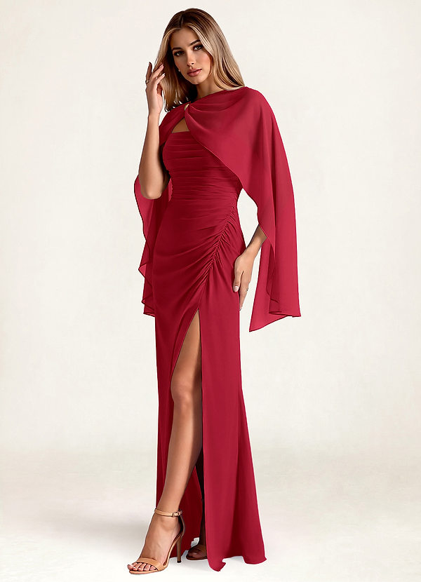 front Azazie Matching Chiffon Cape with Metal Ring Clasp