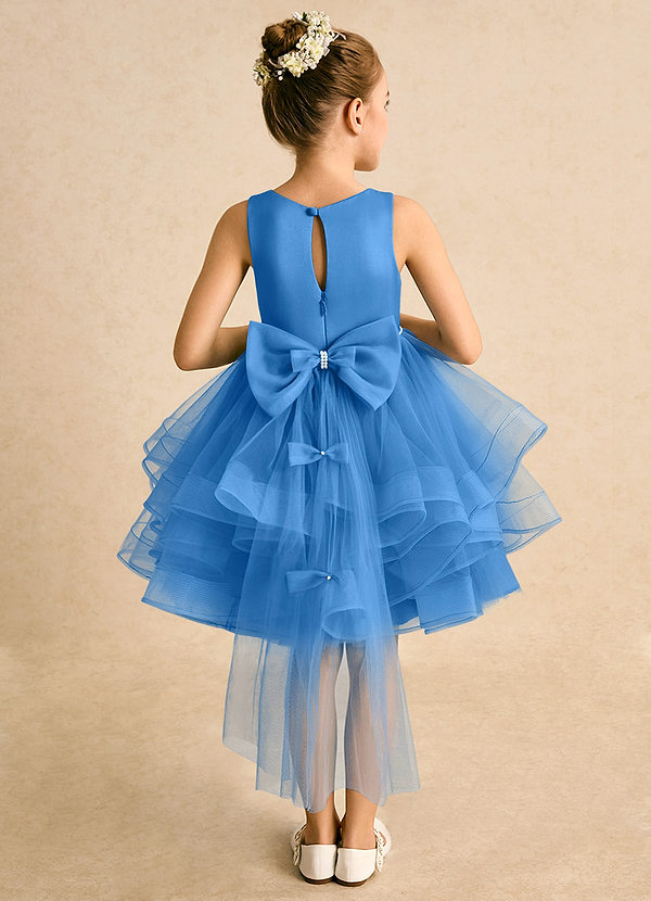 Azazie Tinie Flower Girl Dresses Blue Jay Ball-Gown Bow Tulle Dress image1
