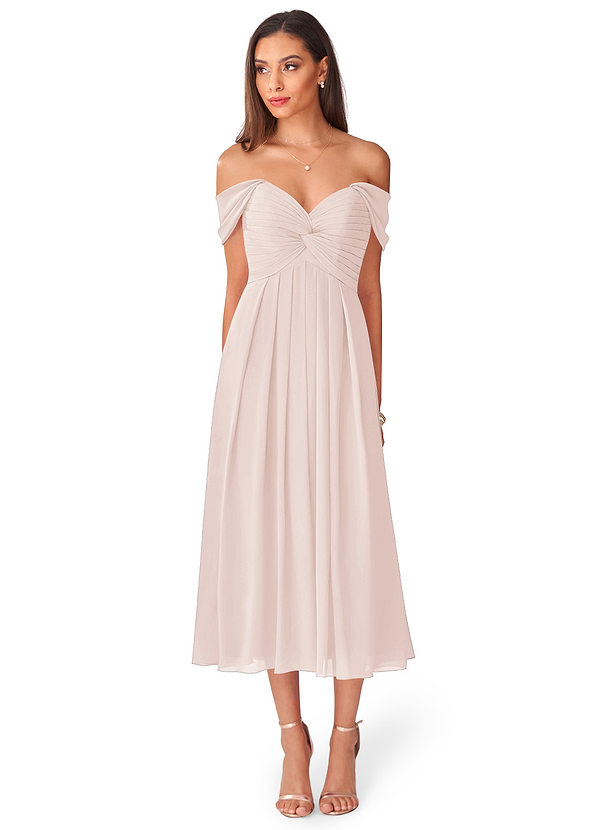 Azazie Vicenta Bridesmaid Dresses A-Line Convertible Chiffon Tea-Length Dress image1