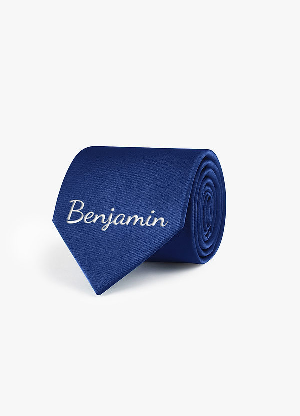front Personalized Stretch Satin Embroidered Wide Tie