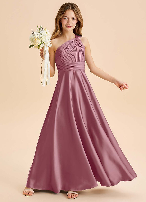 Azazie Charlize Junior Klä av A-Line i Stretch Satin Plisserad image1