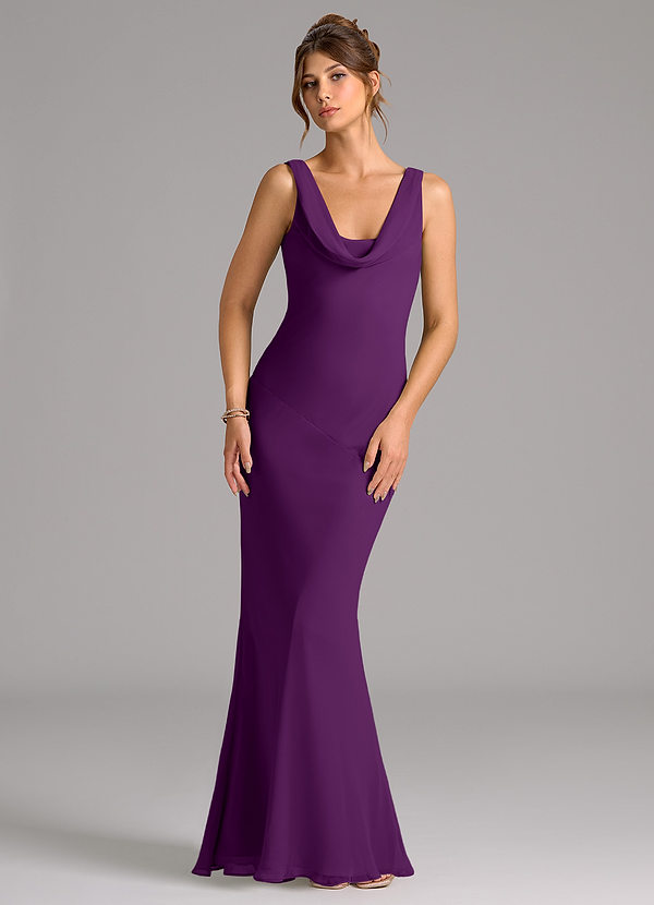 Azazie Rylina Bridesmaid Dresses Grape Mermaid Pleated Chiffon Dress image1