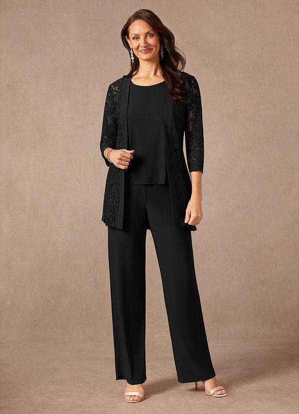 Azazie Mamrie Mother of the Bride Dresses Black Jumpsuit/Pantsuit Lace Dress image1
