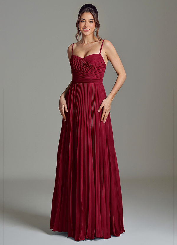 Azazie Catie Bridesmaid Dresses Burgundy A-Line Sweetheart Neckline Chiffon Dress image1