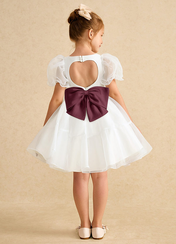 Azazie Debbie Abiti da Ragazza di Fiori Abito Principessa in Organza Scollo a Cuore Avorio Cabernet image1