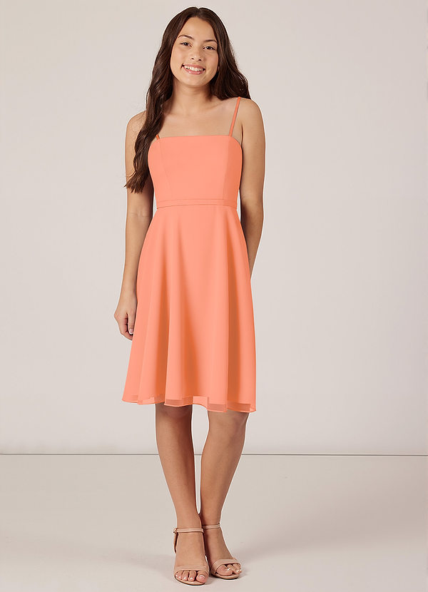 Azazie Kalie Junior Sunset A-Line with Belt Chiffon Dress image1