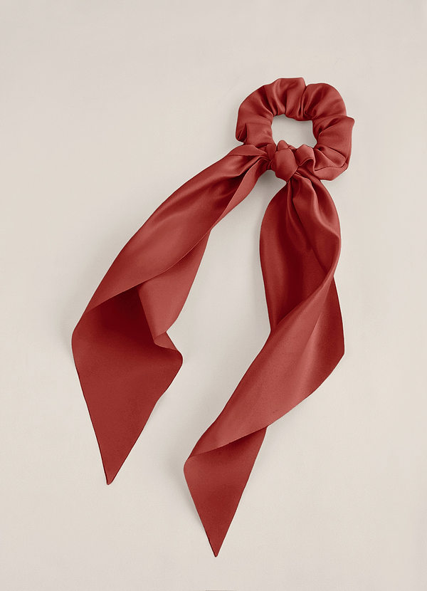 front Matchande färg Matt satin hårscarf Scrunchie