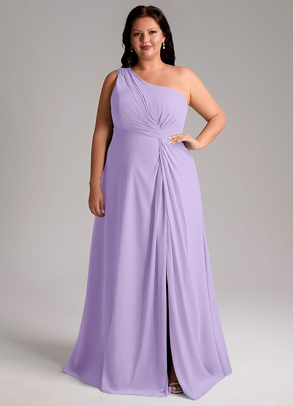 Azazie Brooke Bridesmaid Dresses Lilac A-Line One Shoulder Chiffon Dress image1