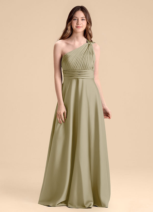 Azazie Charlize Junior Klä av A-Line i Stretch Satin Plisserad image1