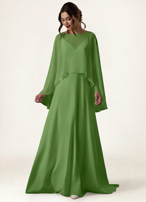 front Azazie Matching Color Chiffon High Low Sheer Cape