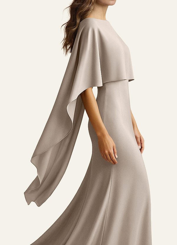 front Azazie Cape multi-positions en satin extensible de couleur assortie