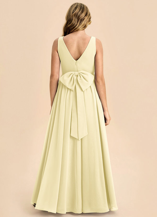 Azazie Hathaway Junior Lemon Sorbet A-Line Bow Chiffon Dress image1