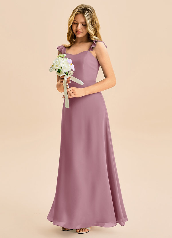 Azazie Mavie Junior Vintage Mauve A-Line Sweetheart Neckline Chiffon Dress image1